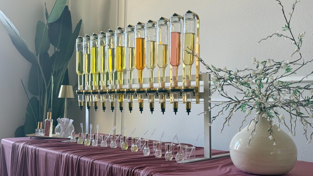 Mobile perfume bar setup